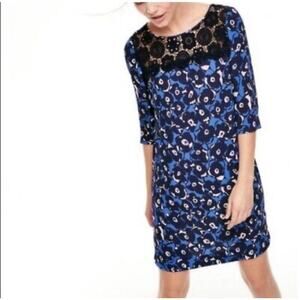 Boden Blue Floral Lace Shift Dress Sz 8